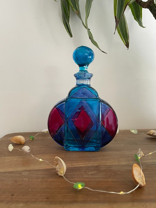 Bouteille en verre peinte