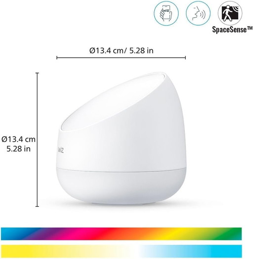 WiZ lampe à poser portable Wi-Fi couleur SQUIRE Wi-Fi 2200-6500K, Blanche, fonctionne avec Alexa, Google Assistant et Apple Home
