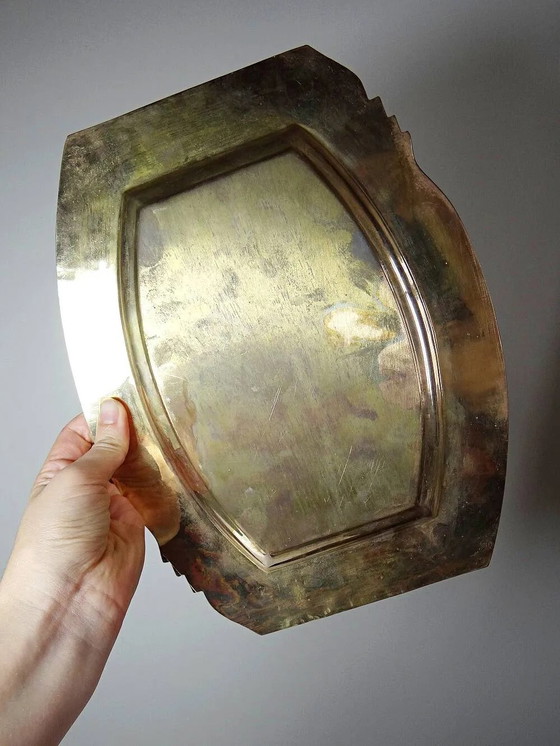 Small vintage brass tray with floral motif, Louis XVI style., Table accessories, Pink (photo 13 of 14)