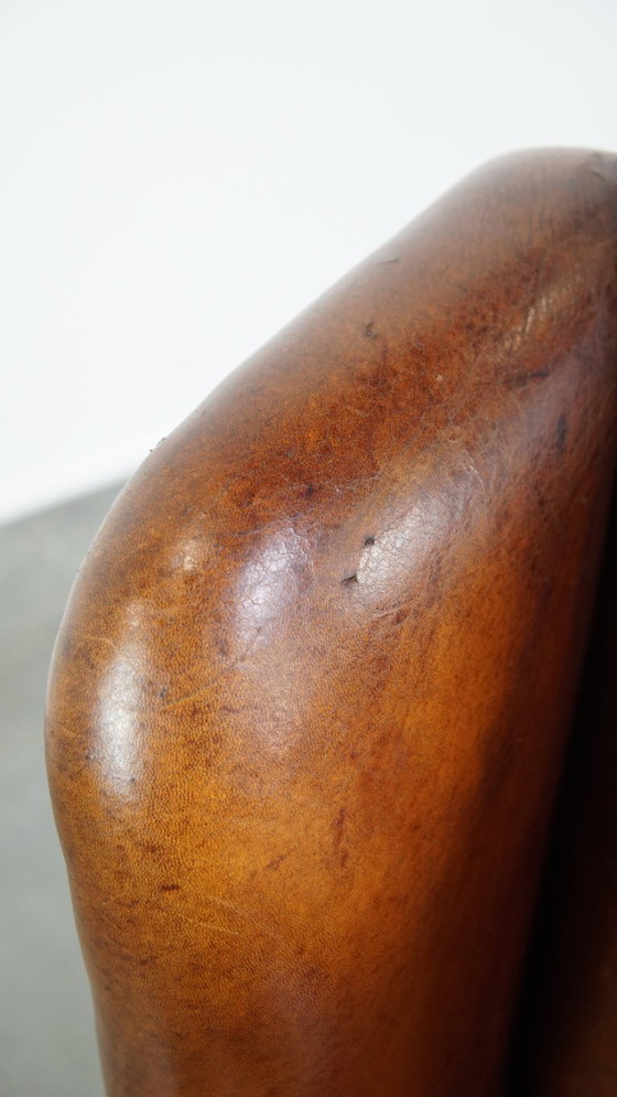 Image 1 of Grote vintage schapenleren oorfauteuil