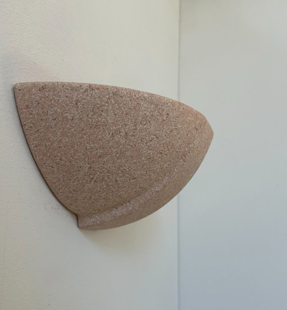 Image 1 of Paar vintage gipsen wandlampen, roze gespikkeld, Frankrijk 1970