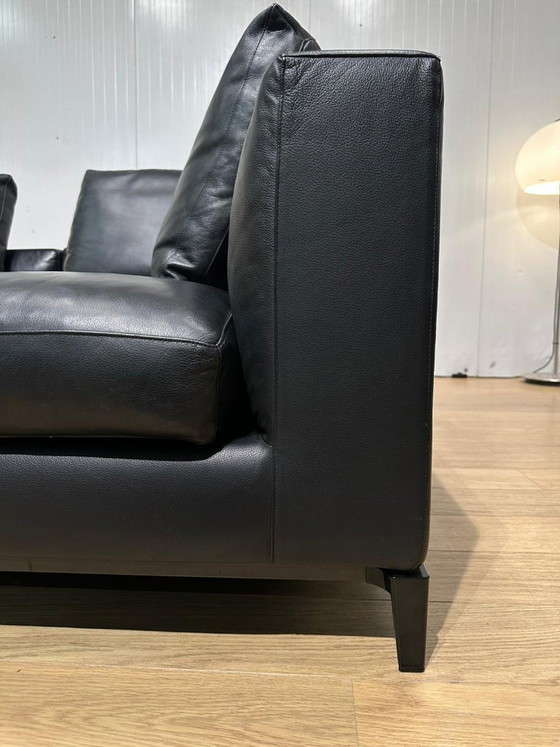 Image 1 of Divano angolare Minotti Andersen in pelle nera, come nuovo.