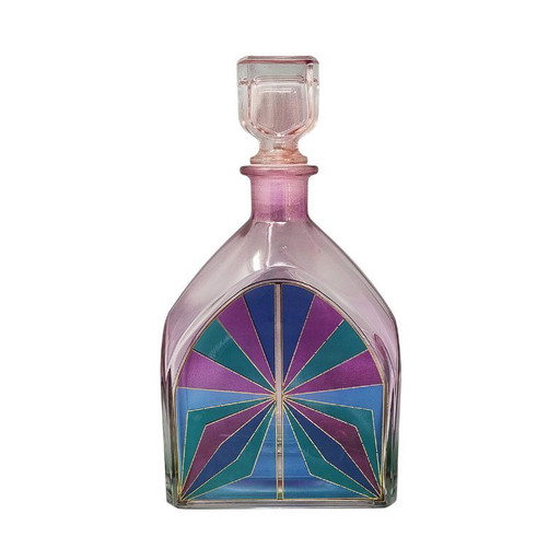 1970s Stunning Decanter or Decorative Bottle by Luigi Bormioli. Made in Italy