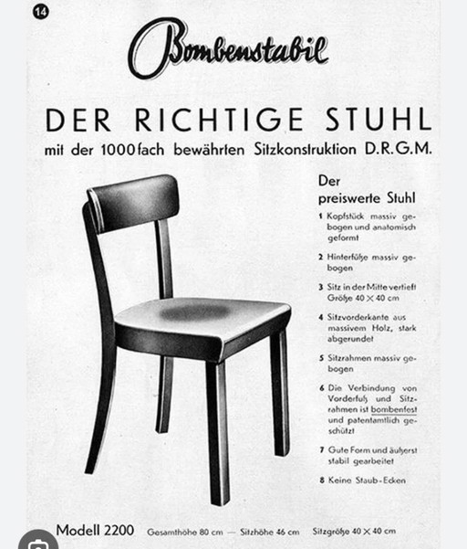 6x Stoelcker Frankfurter chairs