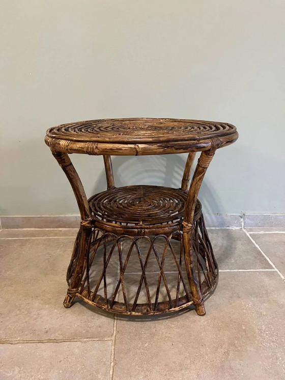 Mesa redonda de ratán – Mesas de centro, Wicker, Rattan, Vintage (photo 2 of 15)