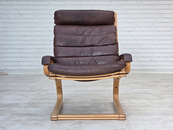 1970er, Dänischer Sessel von Georg Thams, Möbelleder, Bugholz. – Wood (photo 17 of 23)