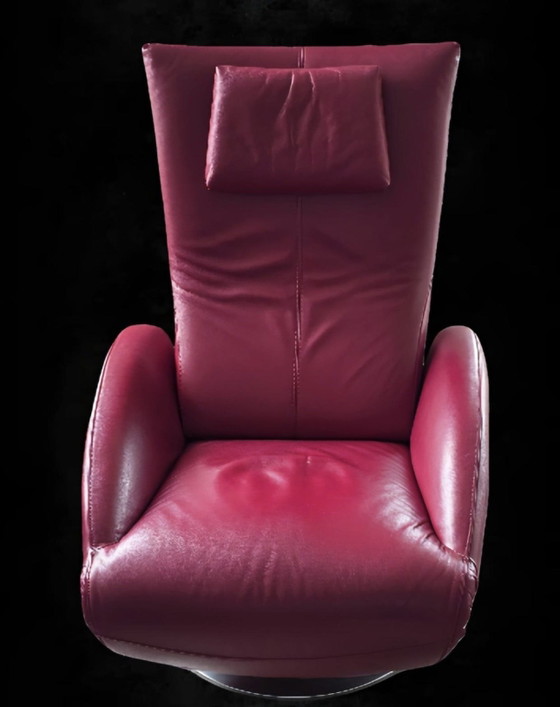 Image 1 of De Sede relaxfauteuil rood leer draaibaar