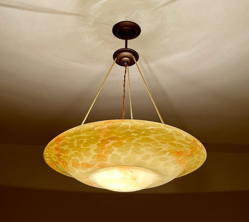 French Art Deco Glass Pendant Lamp