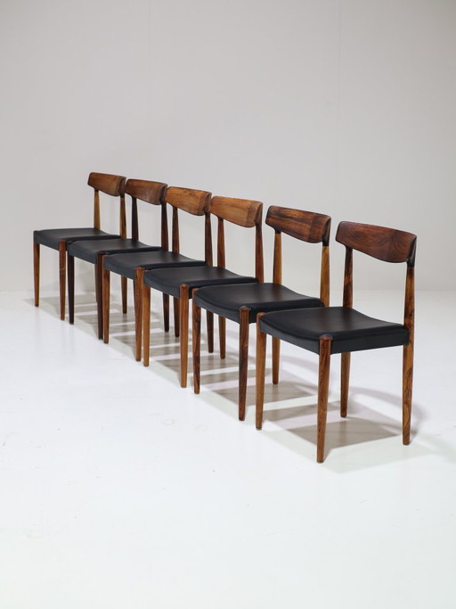 6x Knud Faerch 343 eetkamerstoelen palissander Deens 1950s