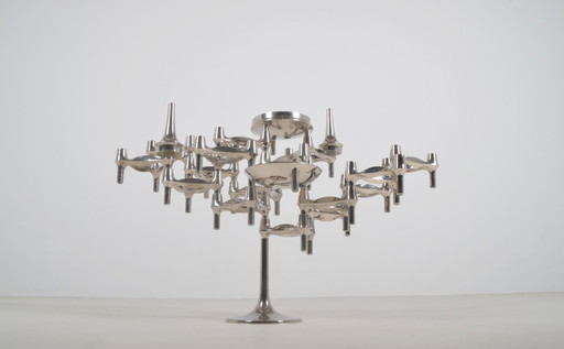 Set di candelabri con piedistallo disegnati da Hans Nagel per BMF, 1974