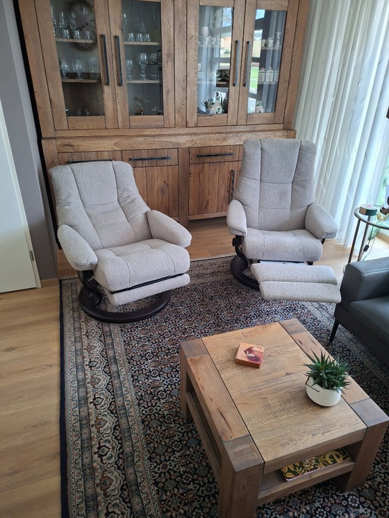Image 1 of Set Stressless Mayfair Medium Power leg + accu fauleuils met elektrische relax: