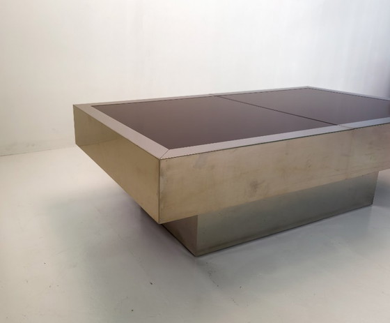 Image 1 of Willy Rizzo für Cidue ausziehbarer Couchtisch mit versteckter Bar – Italien, 1970er Jahre