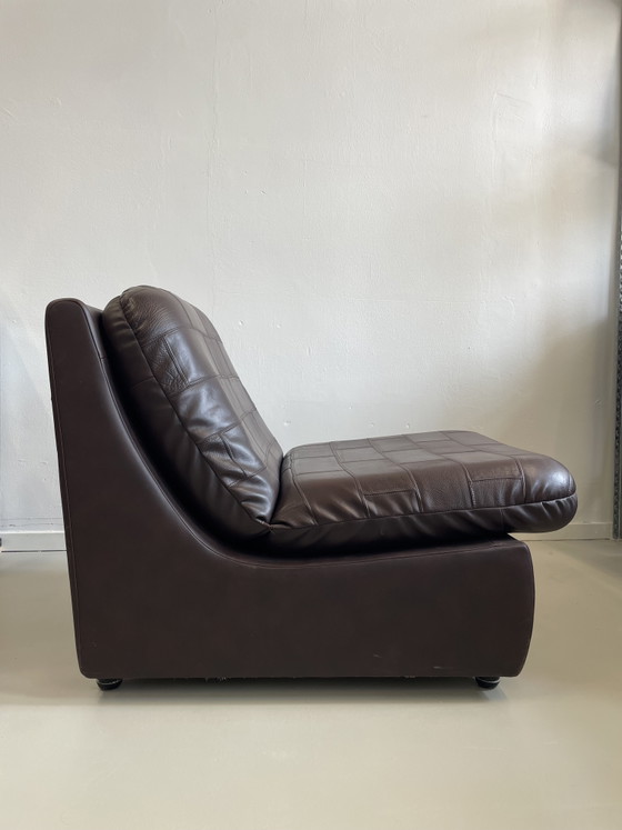Image 1 of Mid-century bruin leren fauteuil