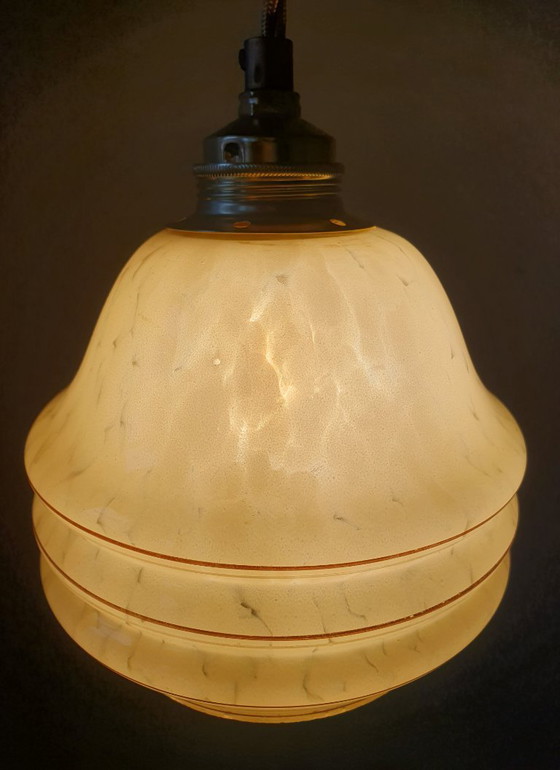 Image 1 of Set di 2 lampade a sospensione Art Déco vintage - vetro color ambra