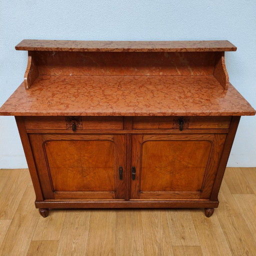 Vintage antiek dressoir commode ladekast badkamermeubel met marmer blad