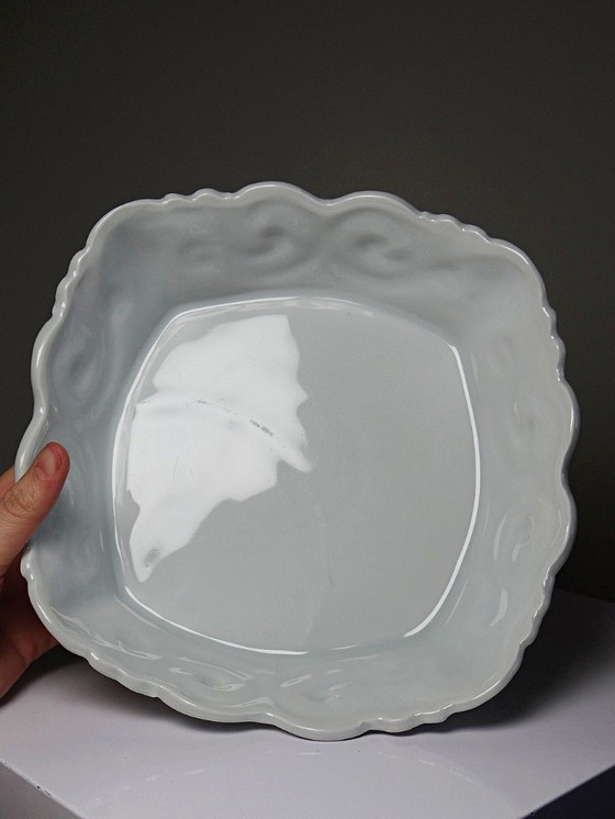 Image 1 of Vintage Limoges celadon porcelain square bowl/salad bowl from the 1950s-1970s