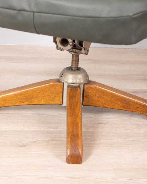 Vintage 50s Leather Swivel Armchair Designed by Anonima Castelli