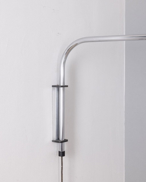 Adjustable Wall Lamp Vintage 70s Chrome Metal Italian Design