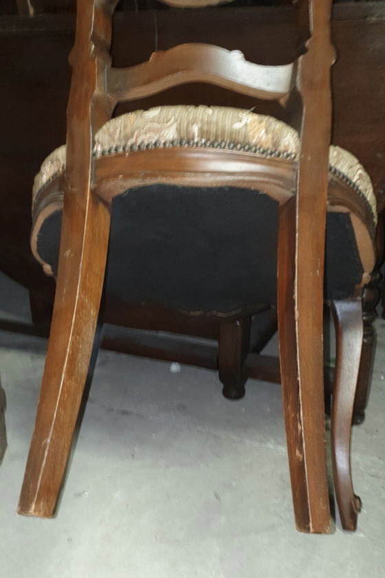 6 chaises de salle à manger baroques italiennes – Textile, Wood (photo 3 of 5)
