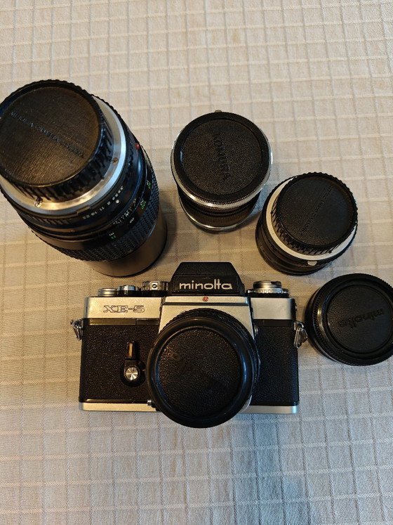 Minolta camera XE-5 plus lensen – Fotografie, Glas, Leer (photo 2 of 20)