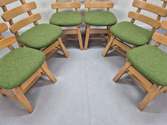 Image 1 of Set brutalista (6) sedie. Sedia da pranzo spagnola a 'spina di pesce'.