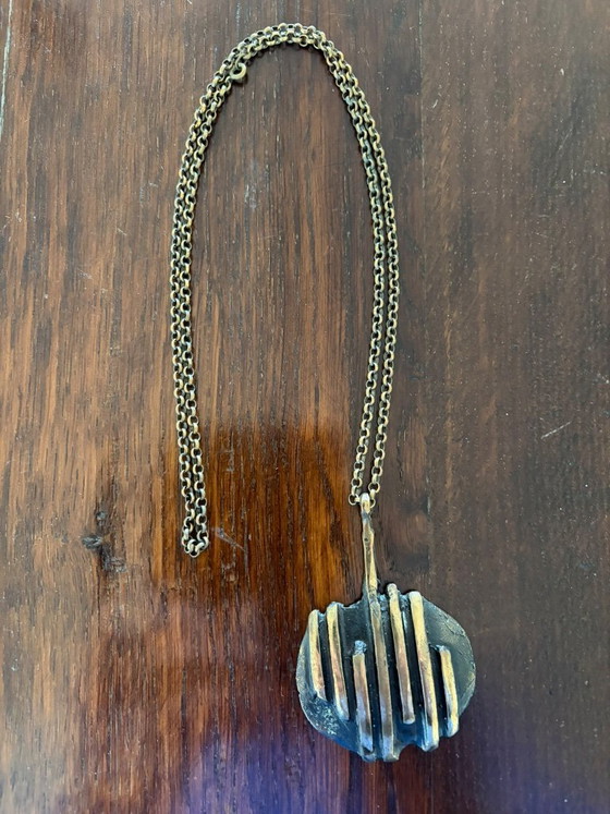 Image 1 of Harrie Lenferink - Hermoso colgante de bronce con cadena original.