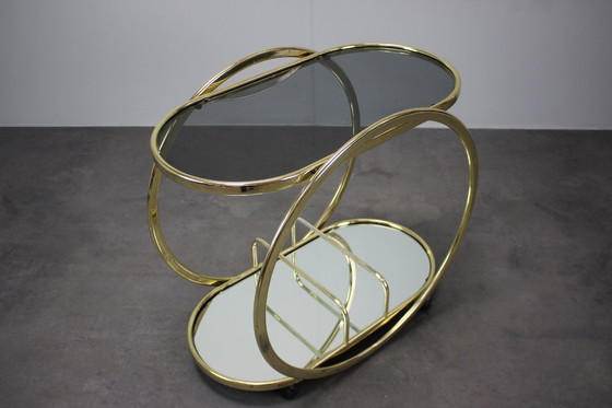 Image 1 of Mid Century Coctail dienende bartafel van messing, jaren 1970, Duitsland