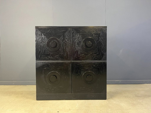 Schwarzer Barschrank im Stil des Brutalismus, 1970er Jahre