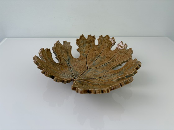 Image 1 of Retro 70s naturalistic bowl in the shape of an oak leaf