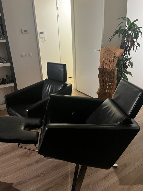 Image 1 of FSM Pavo Relax, met voetensteun, ligstand en inklapbare hoofdsteun. Uitvoering in zwart leer