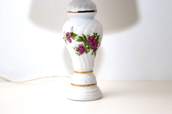 Image 1 of Porcelain table lamp, hand-painted, 1980s vintage