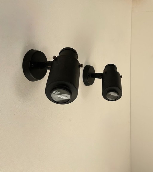 Coppia di applique Zodiac vintage di Jacques Biny, nero opaco, Francia 1960