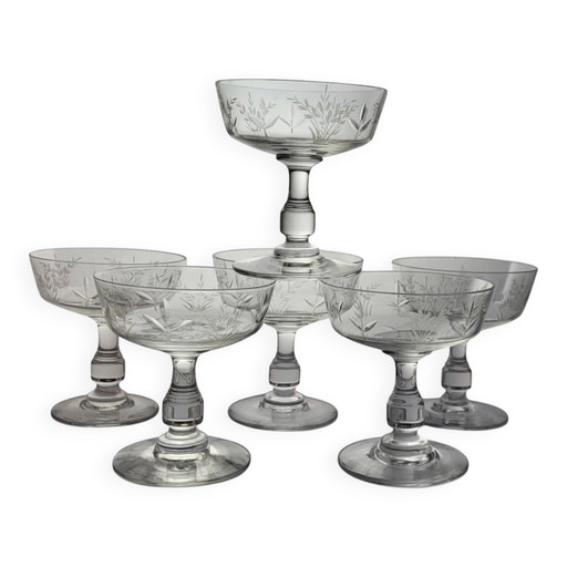 6 copas de champán de cristal