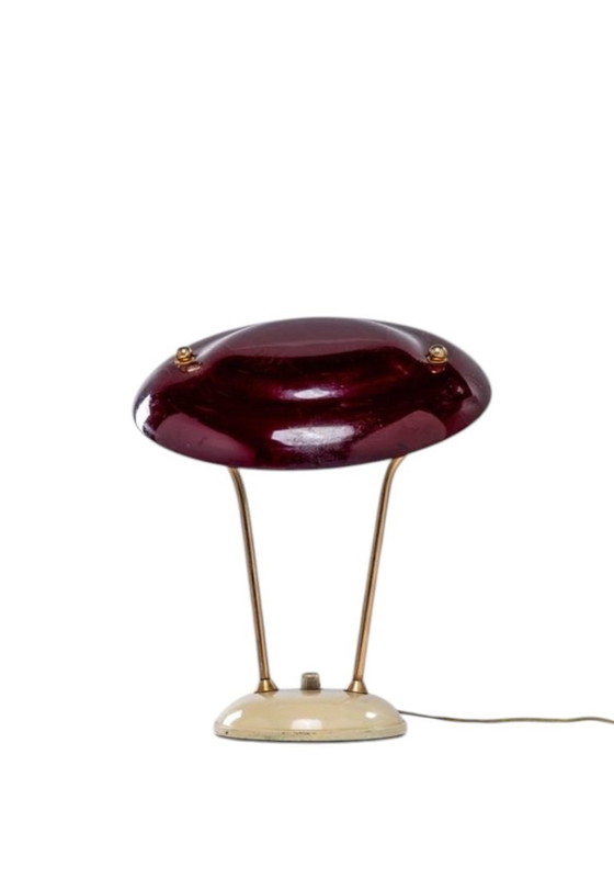 Image 1 of Mid-Century Messing Tisch / Schreibtischlampe, Frankreich ca. 1950