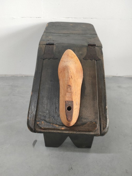 Zeldzaam vintage 'custom made' schoenenpoets kist interieur decorateur item 
