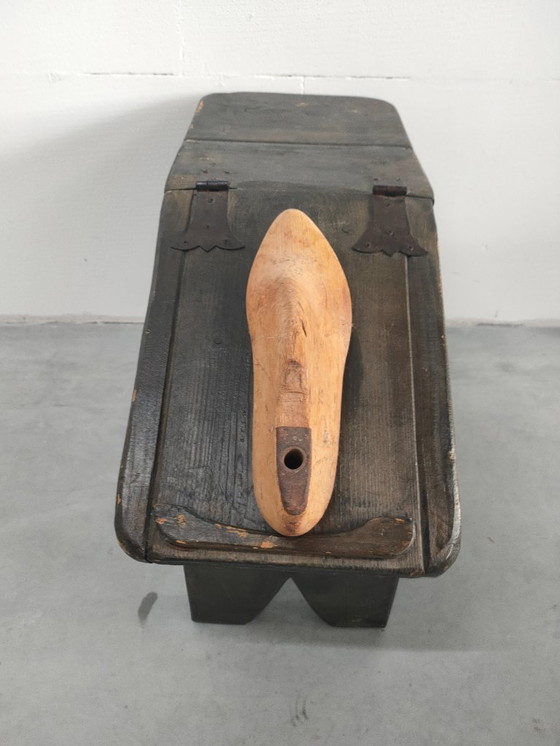 Image 1 of Zeldzaam vintage 'custom made' schoenenpoets kist interieur decorateur item 