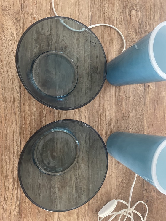 Image 1 of IKEA Gavik mushroom 2 lampen, petrol blauw 