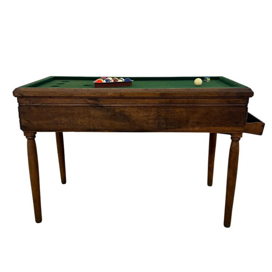 Kleiner Billardtisch, dunkles Holz, Beistelltische, Stoff, Braun, Vintage (Foto 5 von 8)
