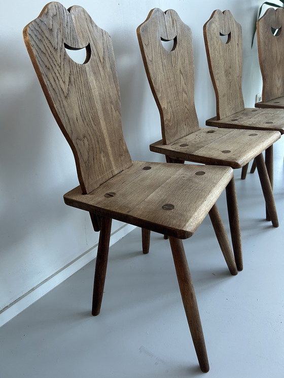 Image 1 of Set of four oak farm chairs