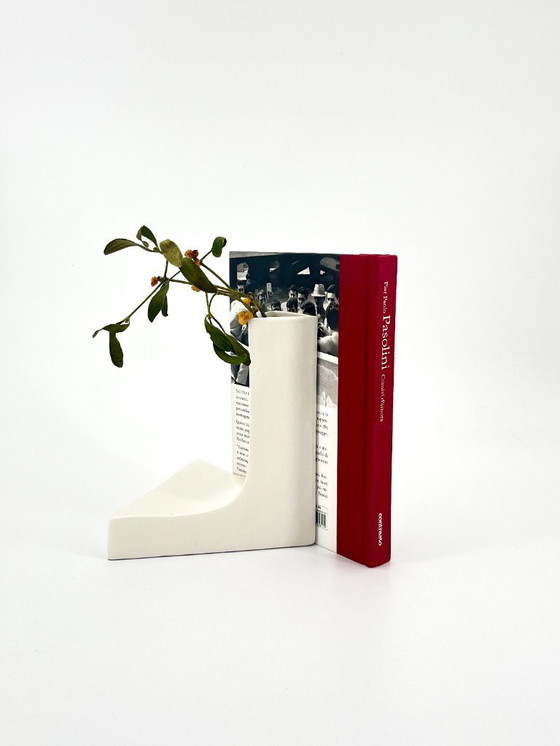 Image 1 of Vintage White Ceramic Geometric Vase by Parravicini, Italy 1970