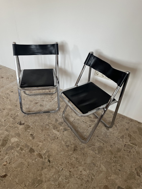 Image 1 of Originele Arrben Tamara klapstoelen met zwart leer