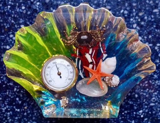 2x Vintage Lucite Paperweights with Maritime decor.