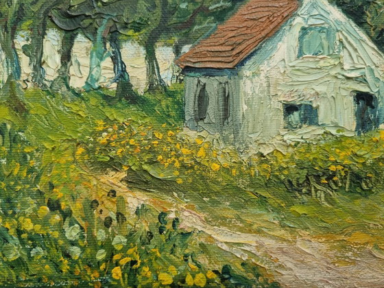 Image 1 of Oil painting on canvas “Dream House”, 1977 – Dr. Heinz Beisker (1908–1991) – Düsseldorf School