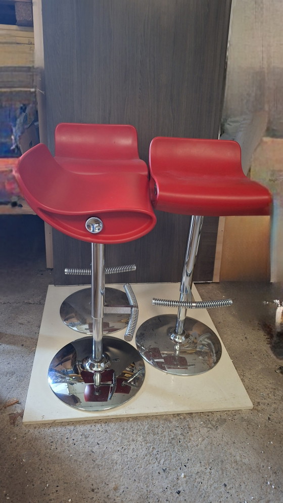3 Italiaanse Design Barkrukken Arter & Citton – Rood – Verstelbaar – Arter&Citton, Chrome (photo 2 of 6)