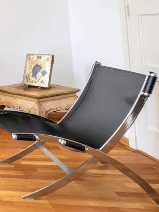 Ensemble de 2 chaises ciseaux Antonio Citterio Flexform en cuir noir – Design italien des années 80