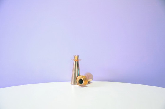 Set of 2 Solid Brass Candle Holders (photo 3 of 5)