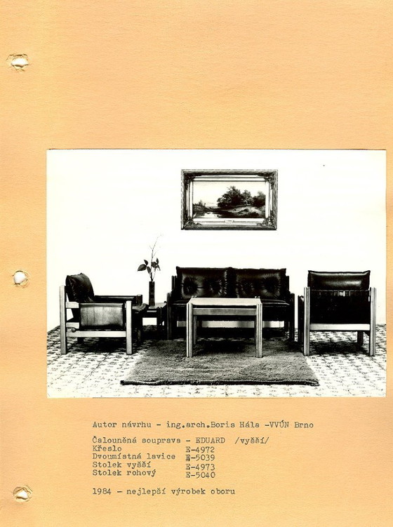 Image 1 of Sofá de dos plazas de nogal y cuero de Boris Hála para Ton, 1986