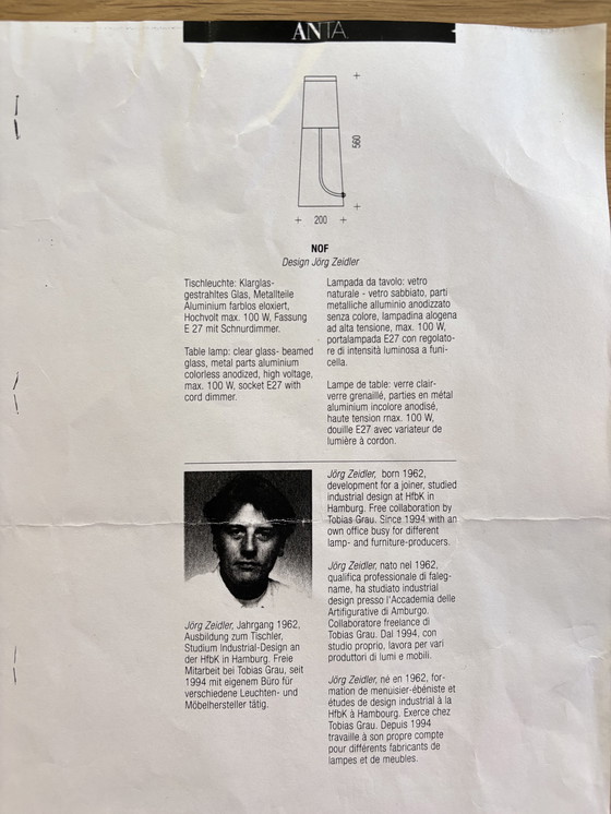 Image 1 of Lámpara de mesa Anta glas