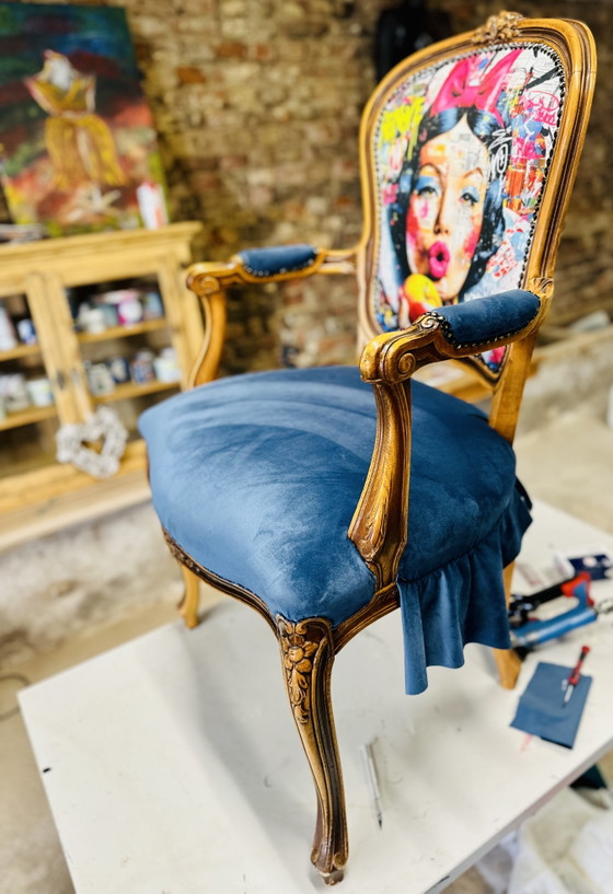 Fauteuil vintage unique – Design pop art Blanche-Neige – Wood, Velvet (photo 5 of 13)