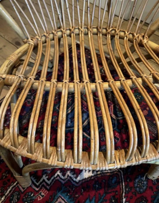 Pair of vintage rattan armchairs – 60s/70s design – Dining chairs, Wicker, Scandinavian (photo 12 of 20)